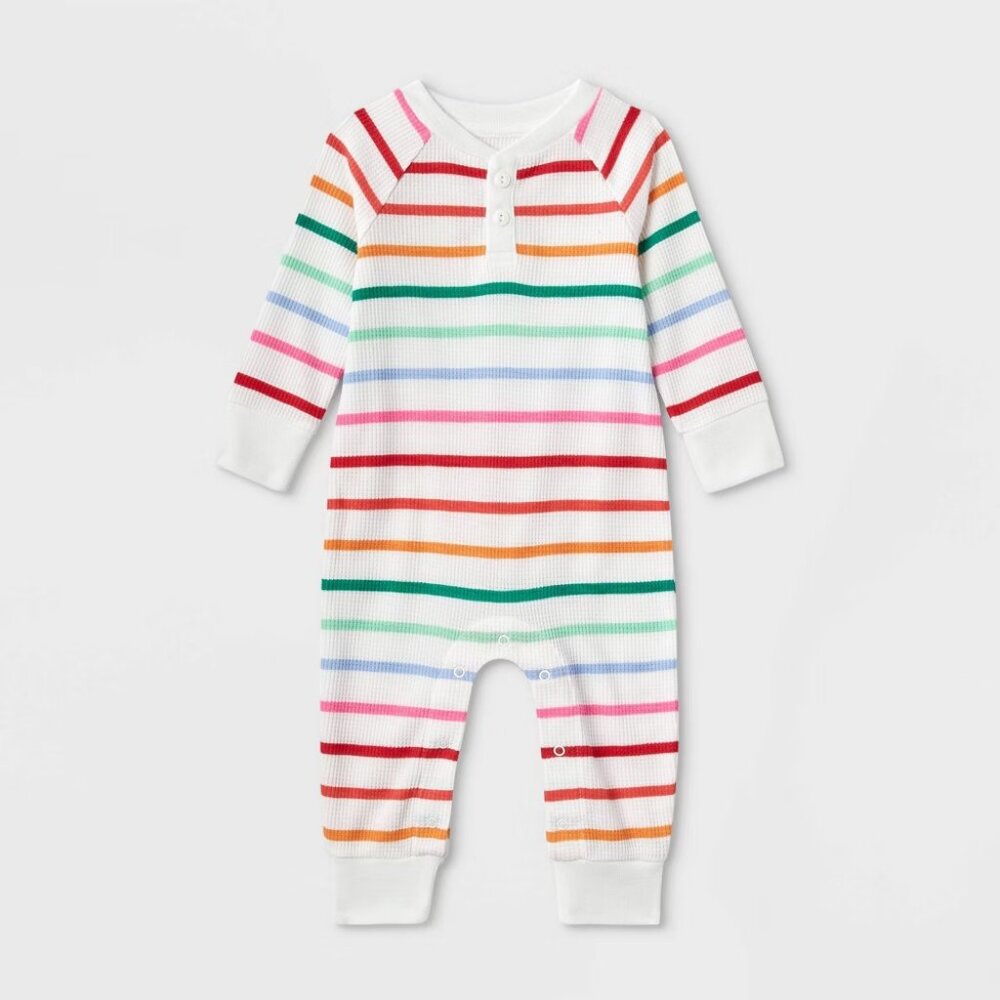 NEW! Baby Long-Sleeve Pajama, Multicolor Rainbow Striped - Gender Neutral!